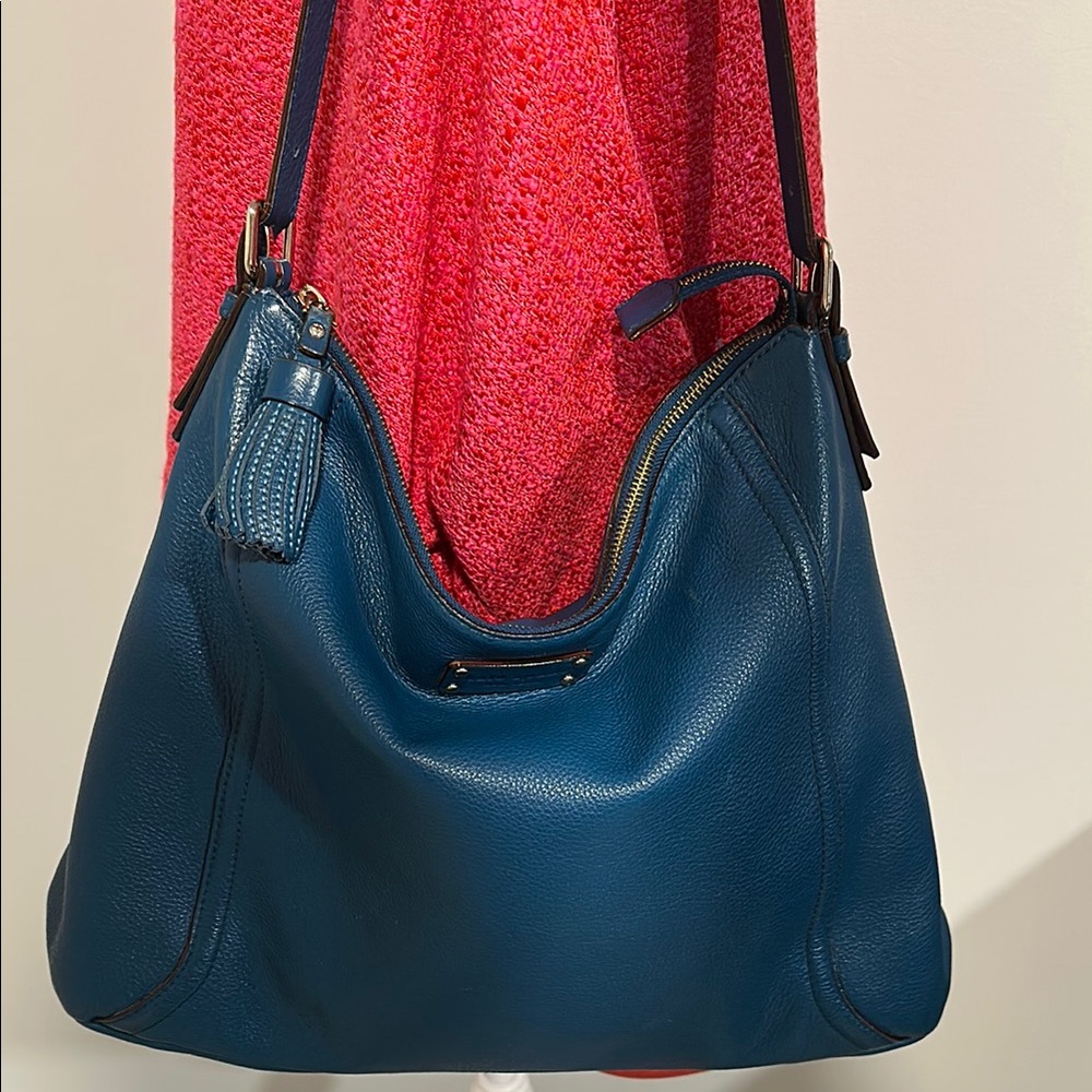 Kate Spade Dark Teal Blue Leather Shoulder Bag Purse